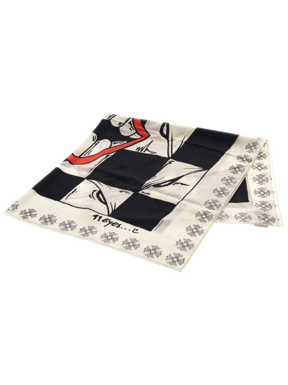 Chrome Hearts Matty Boy Chomper Silk Large Scarf White Black